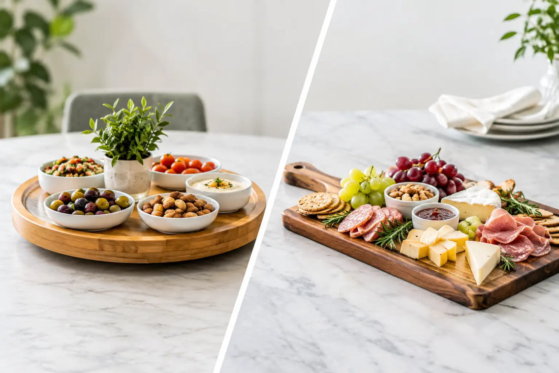Rotating Tray Versus Serving Board for Your Table